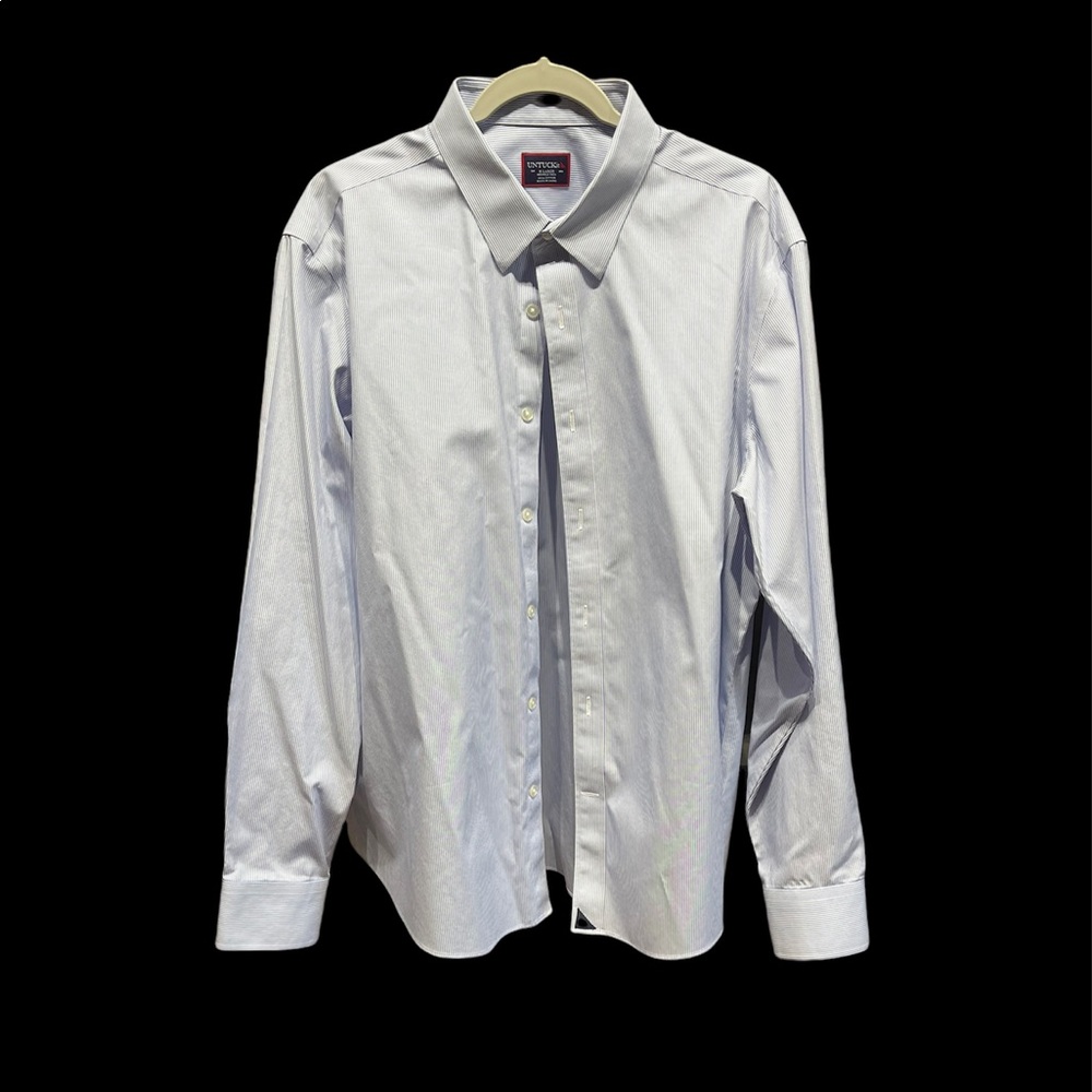 UNTUCKIT Men's Wrinkle-Free Bordeux Shirt, XL, Blue & White Stripe